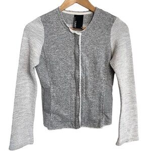 Dolan Made in USA Mixed Knit Zip Cardigan Jacket Small Minimalist Gray Lounge
